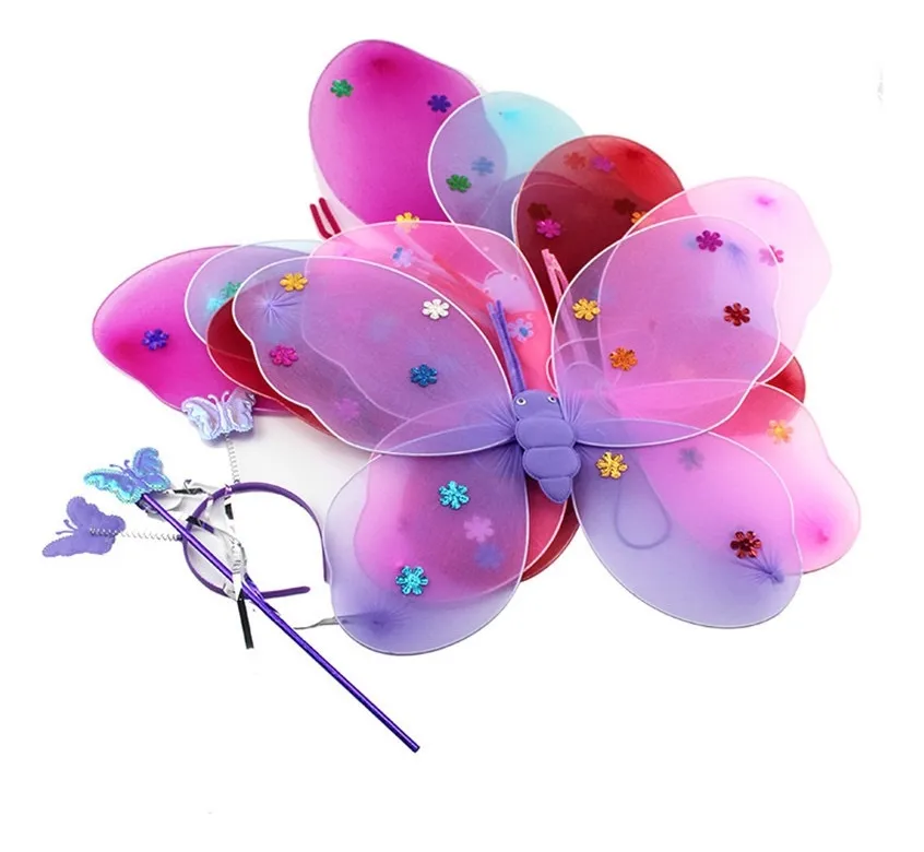 Set Alas Mariposa Hada Con Varita Y Vincha