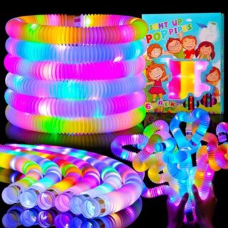 Pack X 6 Pop Tubo Led Fidget Gusano Luminoso Rgb Fiesta